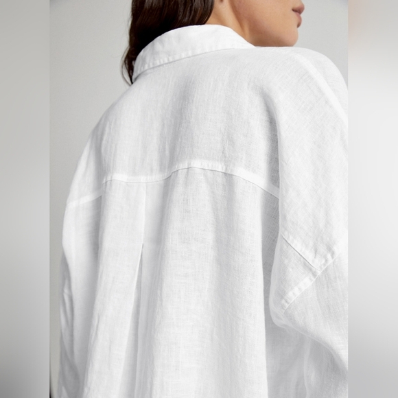 Drop Shoulder Relaxed Fit Linen Button Up Shirt - Picture 6 of 8